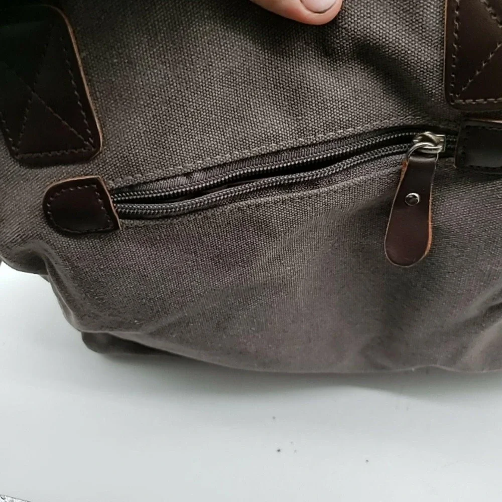 Dxyizu Brown Canvas Travel Duffle Bag Soft Case Adjustable Shoulder Strap Men